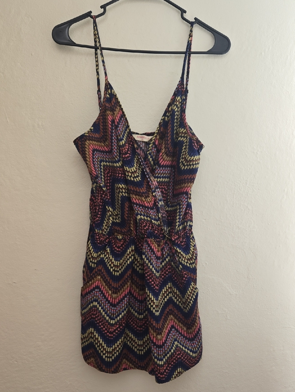 Annabelle Navy Multicolor Chevron Mini Dress